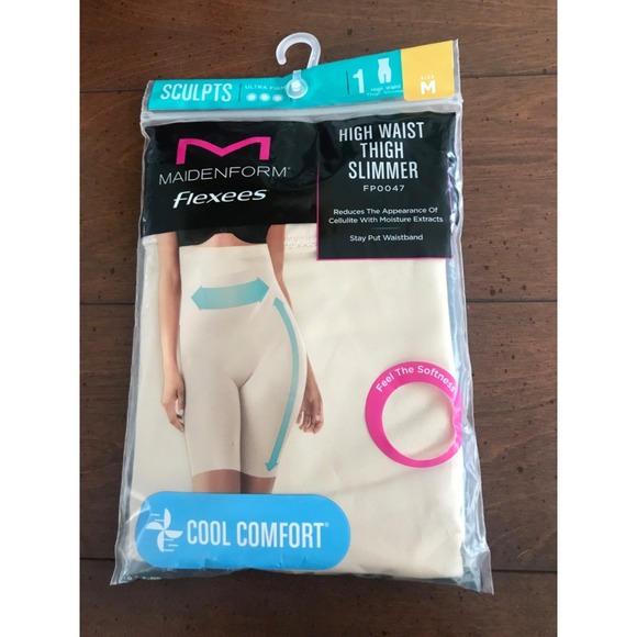 NEW Maidenform Flexees Sculpts MEDIUM Cool Comfort  High Waist Thigh Slimmer - Picture 1 of 5